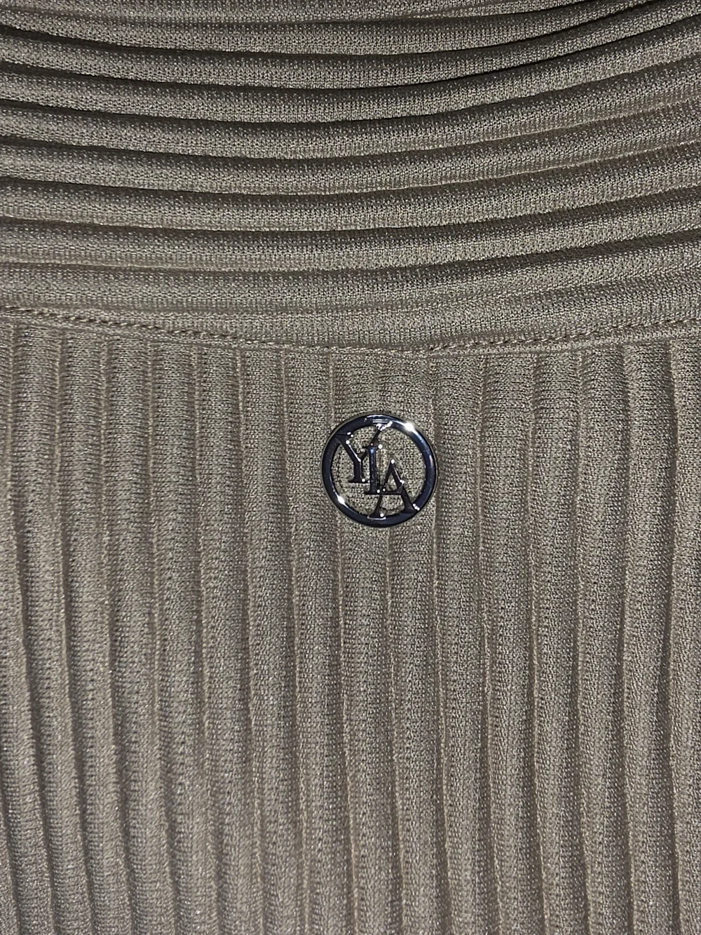 YoungLA Ribbed Button-Front Polo Top - Taupe